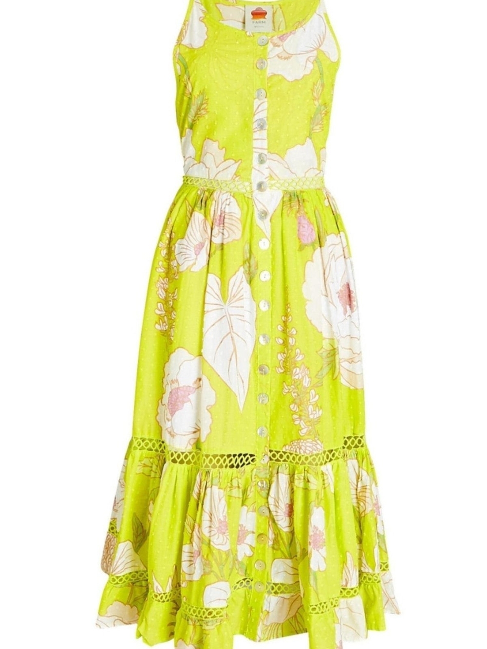FARM Rio Lime Green Floral Midi Dress - Picture 4 of 6